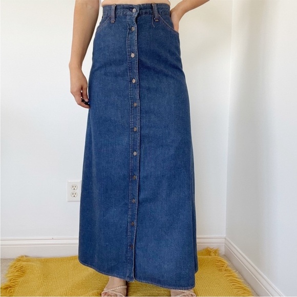 Rare Vintage Levi's 70s 1970s Orange Tab Denim Maci Skirt Cottagecore Size M S - Picture 1 of 14